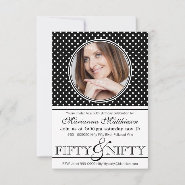 Nifty 50th Birthday Party with Photo Invitation (Front)