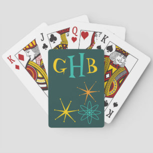 Nifty Fifties Atom and Stars Monogram Playing Cards