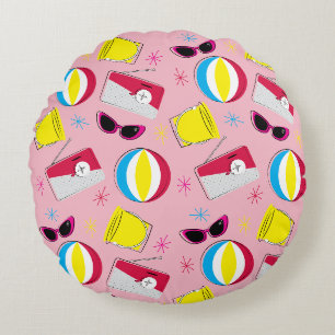Nifty fifties - beach party round pillow