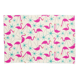 Nifty fifties - flamingos and stars pillow cases
