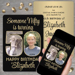 Nifty Fifty Black & Gold 50th Birthday Party Photo Invitation<br><div class="desc">Someone nifty is turning 50! Invite family and friends to an elegant fiftieth birthday celebration for him or her with custom 2 photo party invitations. Pictures and all text on this template are simple to personalize. (IMAGE PLACEMENT TIP: An easy way to centre a photo exactly how you want is...</div>