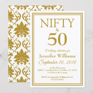 Nifty & Fifty! Elegant Birthday Party Invitation