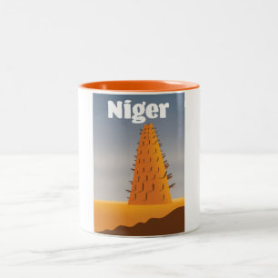 Niger Agadez Mosque travel poster Two-Tone Coffee Mug