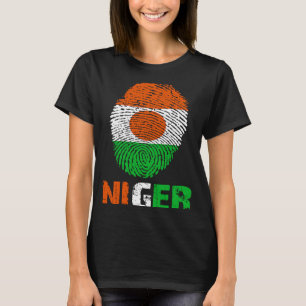 Niger Finger Print Flag I Love Niger Travel T-Shirt