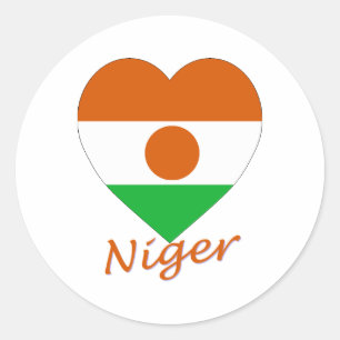 Niger Flag Heart Classic Round Sticker