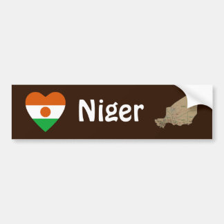 Niger Flag Heart + Map Bumper Sticker