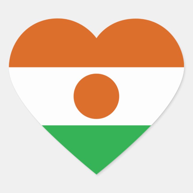 Niger Flag Heart Sticker (Front)