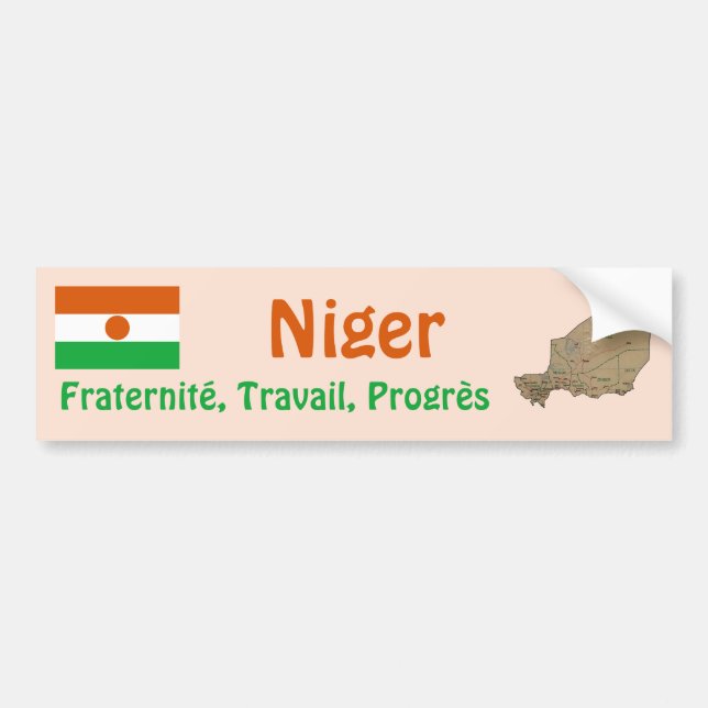 Niger Flag + Map Bumper Sticker (Front)