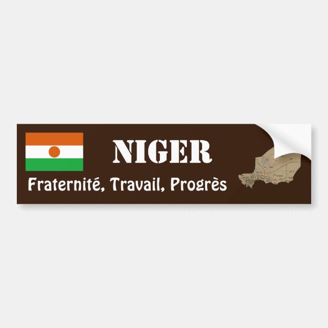 Niger Flag + Map Bumper Sticker (Front)