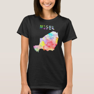 Niger Map Nigerian Colourful Map Watercolor Illus T-Shirt