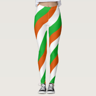 Niger National Flag Colours Diagonal Striped Leggings