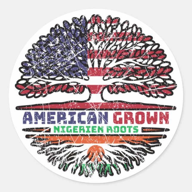 Niger Nigerien American USA Tree Roots Flag Classic Round Sticker (Front)