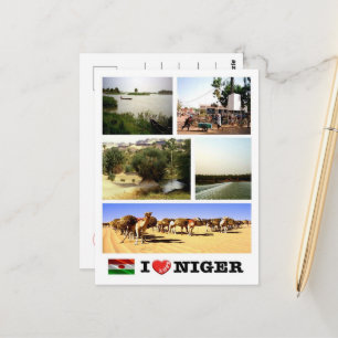 Niger - Waving Flag - Postcard