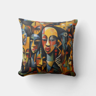 Nigeria Abstract Art, African Art Throw Pillow