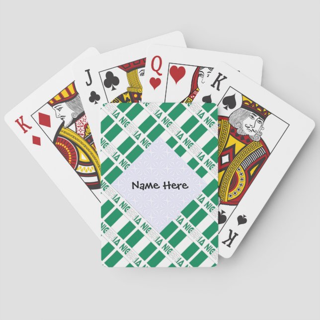 Nigeria and Nigerian Flag Tiled Personalized  Playing Cards (Back)