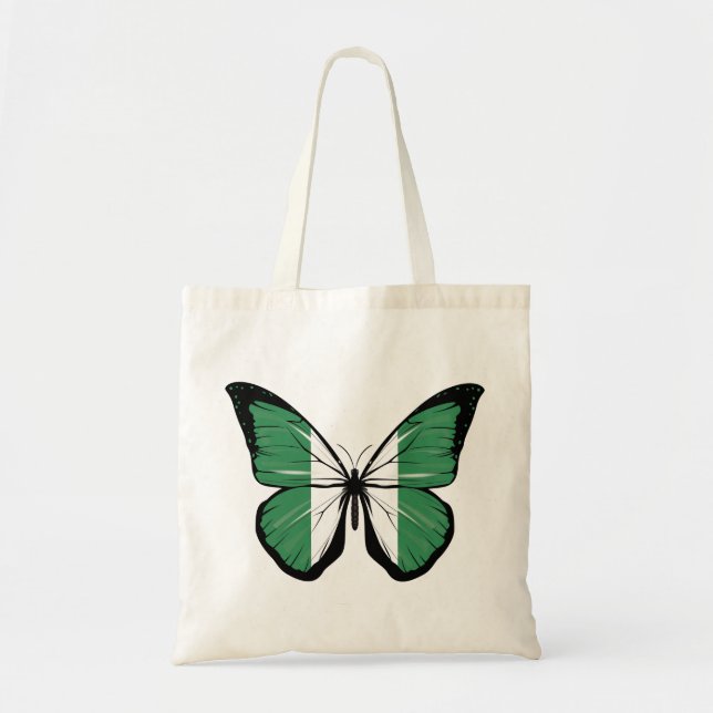 Nigeria Butterfly Flag Tote Bag (Front)
