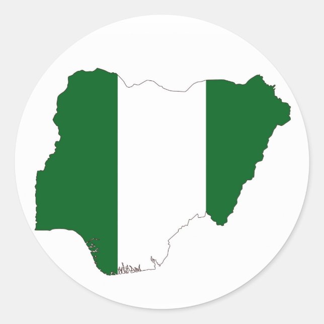 nigeria country flag map shape symbol classic round sticker (Front)