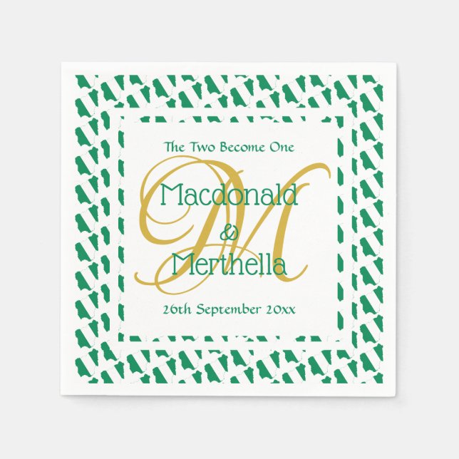 NIGERIA Custom Monogram Wedding Celebration Paper Napkin (Front)