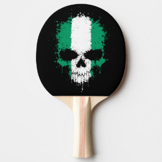 Nigeria Dripping Splatter Skull Ping Pong Paddle