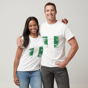 Nigeria Flag Brush Art T-Shirt
