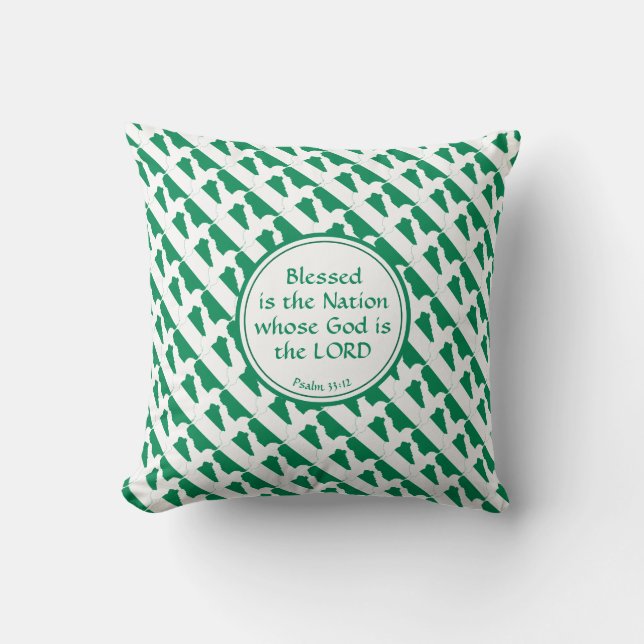 NIGERIA Flag Christian Blessed Nation Nigerian Throw Pillow (Front)