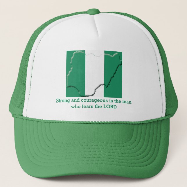 NIGERIA FLAG Christian Scripture Personalized Trucker Hat (Front)