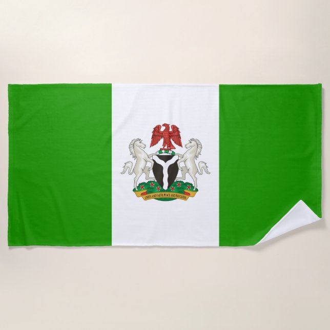 Nigeria flag-coat of arms   beach towel (Front)