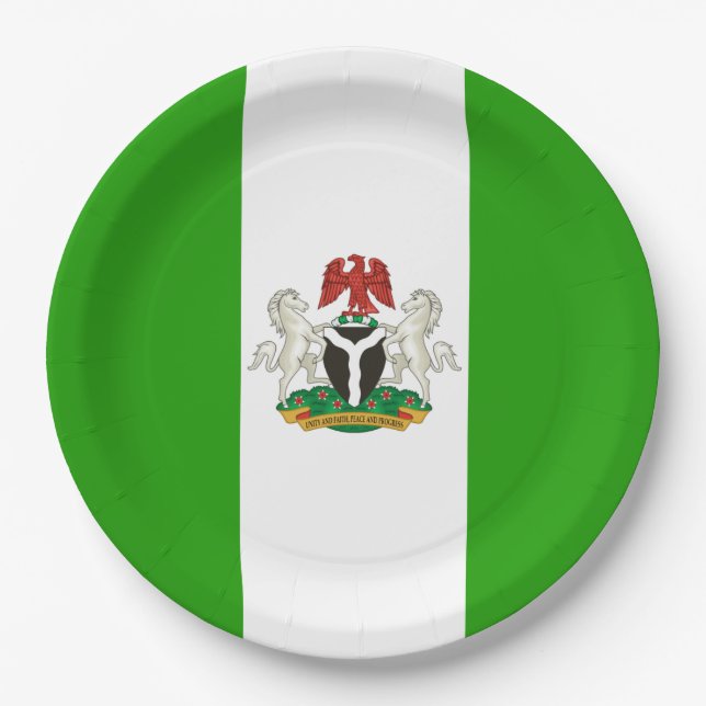 Nigeria flag-coat of arms    paper plate (Front)