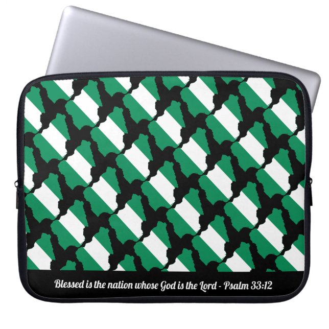 NIGERIA FLAG Customizable Scripture Laptop Sleeve (Front)