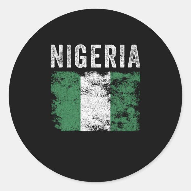 Nigeria Flag Distressed - Nigerian Flag Classic Round Sticker (Front)