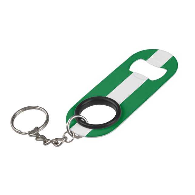 Nigeria flag keychain bottle opener (Front Angled)