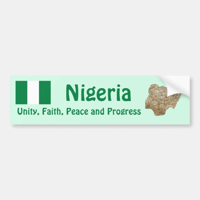 Nigeria Flag + Map Bumper Sticker (Front)