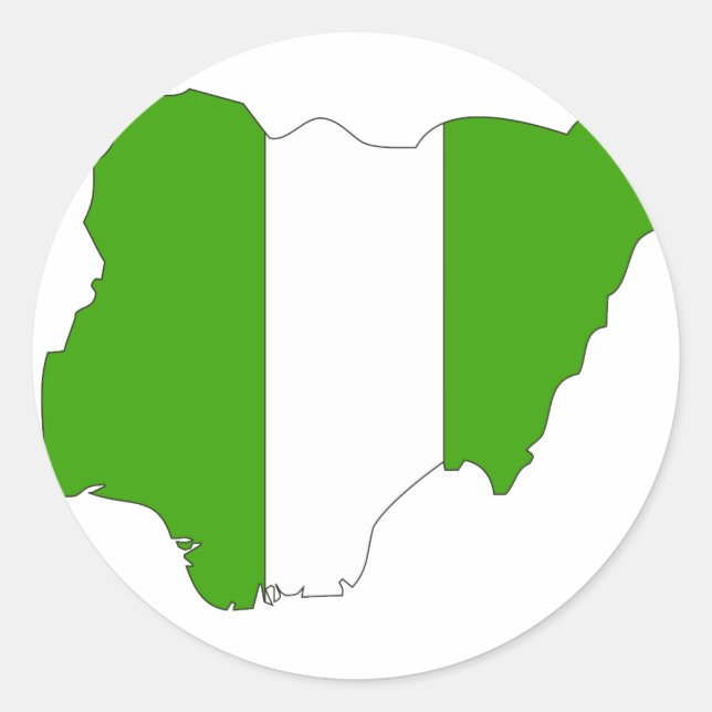 Nigeria flag map classic round sticker (Front)