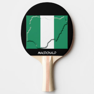NIGERIA FLAG & MAP Personalized BLACK Ping Pong Paddle