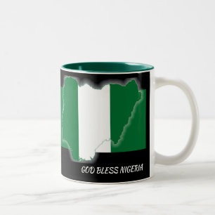 NIGERIA FLAG MAP Scripture Customized Two-Tone Coffee Mug