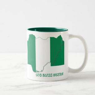 NIGERIA FLAG MAP Scripture Customized WHITE Two-Tone Coffee Mug