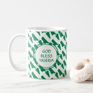NIGERIA Flag Patriotic Custom Monogram GOD BLESS Coffee Mug