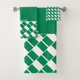 NIGERIA FLAG Personalized Scripture GREEN Bath Towel Set
