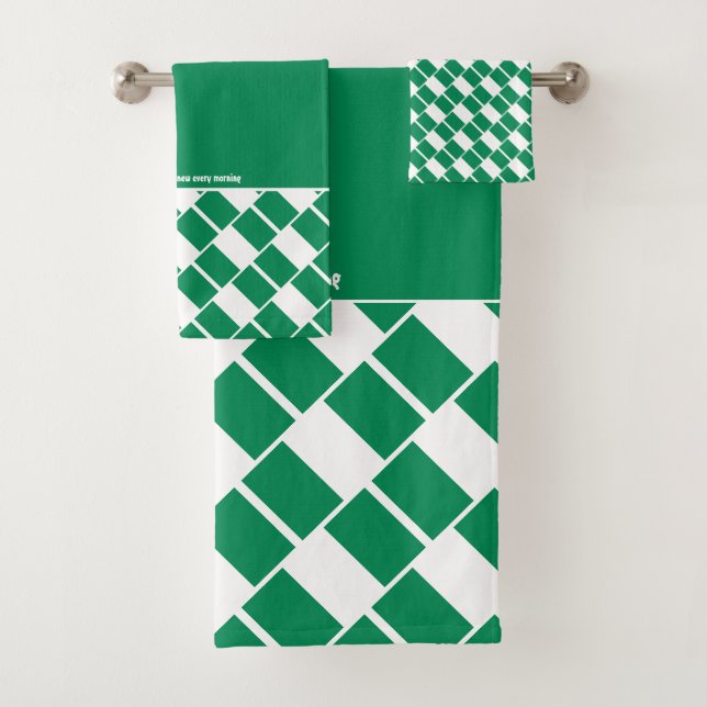 NIGERIA FLAG Personalized Scripture GREEN Bath Towel Set (Insitu)