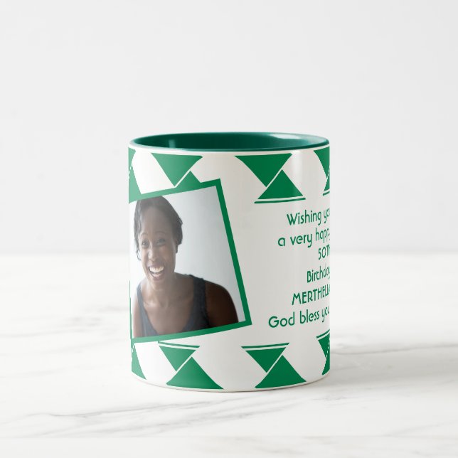NIGERIA FLAG Photo Template Add Your Text Two-Tone Coffee Mug (Center)