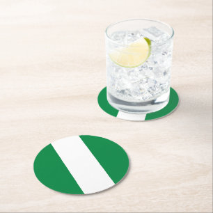 Nigeria flag round paper coaster