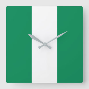 Nigeria Flag Square Wall Clock