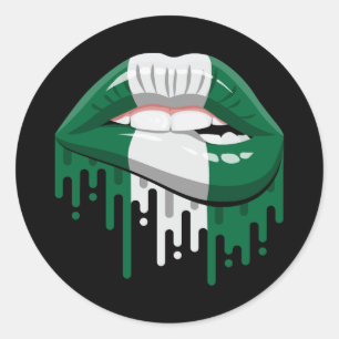 Nigeria lips pride root flag classic round sticker