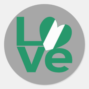 Nigeria LOVE Green Classic Round Sticker