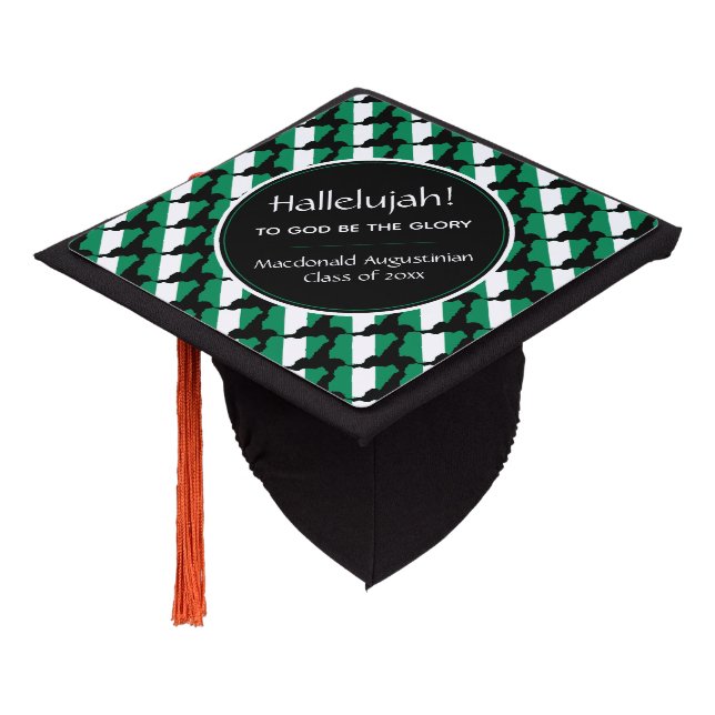 NIGERIA Map Patriotic Graduate Custom HALLELUJAH Graduation Cap Topper (Angled)