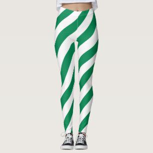 Nigeria National Flag Colours Diagonal Striped Leggings