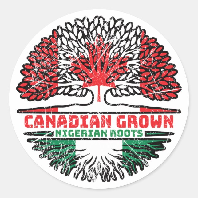 Nigeria Nigerian Canadian Canada Tree Roots Flag Classic Round Sticker (Front)