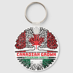 Nigeria Nigerian Canadian Canada Tree Roots Flag Keychain