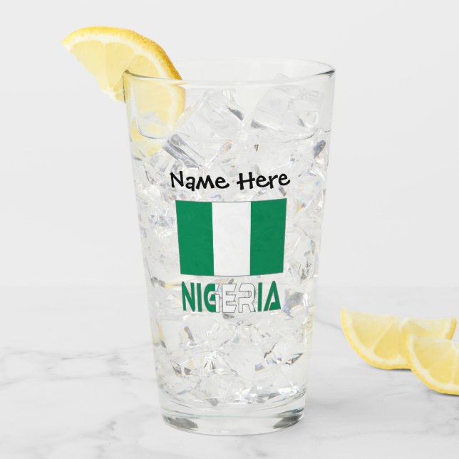 Nigeria Nigerian Flag Black Personalization  Glass (Front Ice)