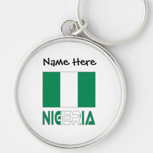 Nigeria Nigerian Flag Black Personalization Keychain